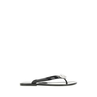 Mach & Mach Double Heart Rubber Thong Flip Flops - Dames - Slippers - Zwart - 36 EU - Schoenen