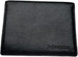 Saint Laurent Pre-owned Grained Leather Bifold Card Holder - Dames - Vintage Accessoires - Zwart - ONE Size - Leer - Vintage