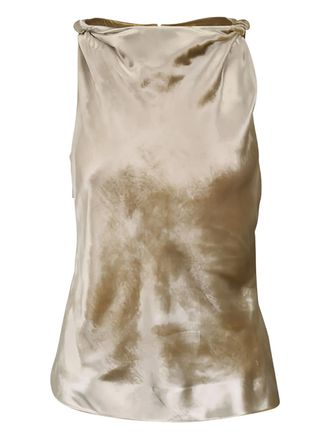 Adam Lippes Selima draped-neck top - Gold