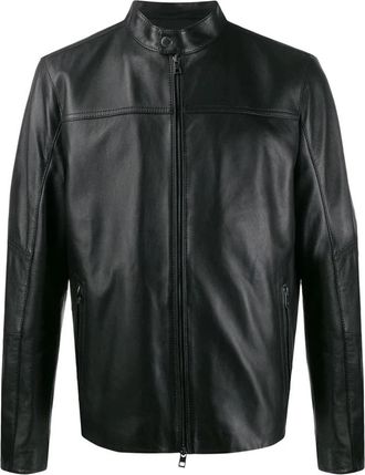 Michael Kors Leren Racer Jacket - Heren - Leren en Su&egrave;de Jassen - Zwart - XL - Leer - Jassen