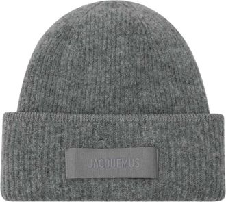 Jacquemus Gros Grain Beanie - Heren - Hoeden - Grijs - ONE Size - Katoen - Accessoires