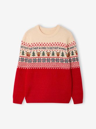 Vertbaudet Umstands-Weihnachtspullover Family Capsule rot