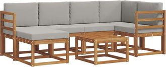 vidaXL Conjunto De Sof&aacute;s De Exterior 7 Uds. Gris Natural Y Claro Vidaxl