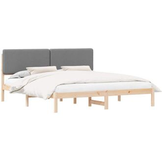 vidaXL Bed Frame with Upholstered Headboard Light Grey 200 x 200 cm vidaXL