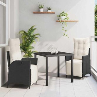 vidaXL Conjunto De Comedor De Jard&iacute;n 3 Pcs Negro Polirat&aacute;n Vidaxl