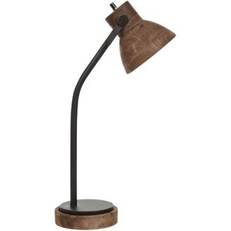 Beliani Desk Lamp KOLAR Mango Wood Dark Brown
