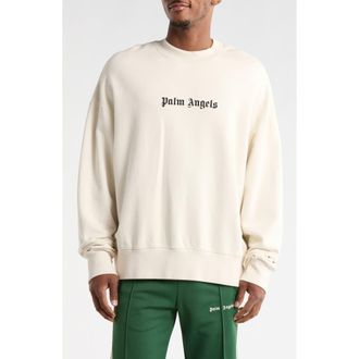 Palm Angels Logo Crewneck Sweater in White/black at Nordstrom Rack, Size Xx-Large
