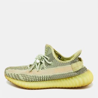 adidas Neon Green Knit Fabric Boost 350 V2 Yeezreel (Non Reflective) Sneakers Size 43 1/2