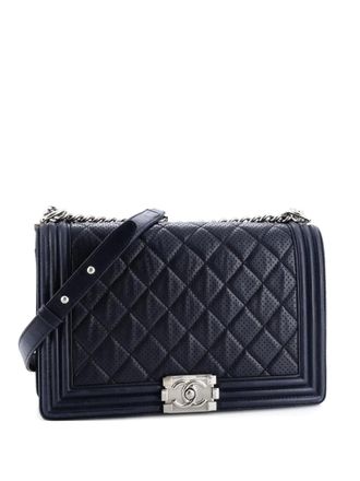 Chanel Boy Flap Bag Quilted Perforated Lambskin New Medium shoulder bag - Blauw