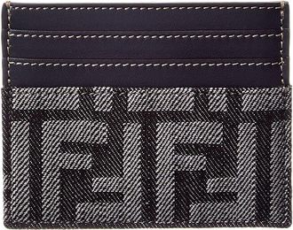 Fendi Fendi Baguette Ff Denim & Leather Card Holder