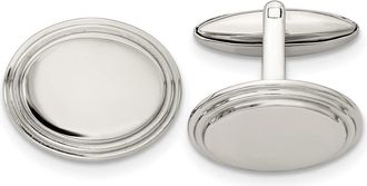 Diamond2Deal Stainless Steel Polished Oval Cufflinks