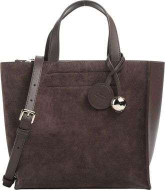 Furla Structured Suede And Leather Tote With Gold-Tone Fittings