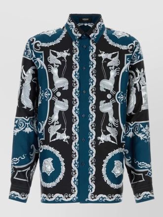 Versace silk shirt with printed design and button-down collar