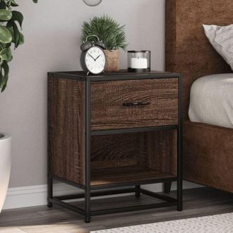 vidaXL Vidaxl - Mesita De Noche Madera De Ingenier&iacute;a Marr&oacute;n Roble 40x31x50 Cm