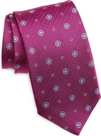 David Donahue Neat Silk Tie in Berry at Nordstrom