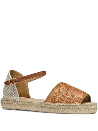 Geox woven ankle-strap espadrilles - women - Leather/Rubber/Fabric/Fabric - 37 - Brown