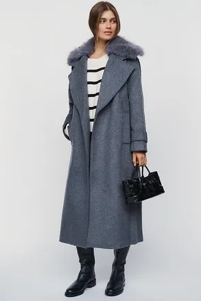Aligne George Fur Collar Wrap Coat Jacket