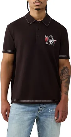 True Religion Buddha Graphic Polo in Ground Coffee at Nordstrom, Size Xxx-Large