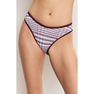 Good American 90s Plaid Bikini Bottoms in Fig Plaid at Nordstrom Rack, Size 4X-Large