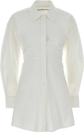 Alexander Wang Alexander Wang White Stretch Poplin Shirt Dress