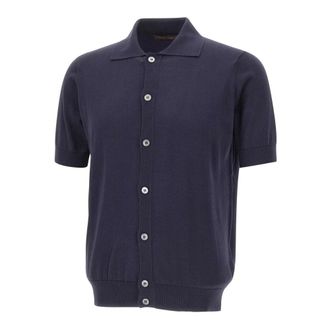 FILIPPO DE LAURENTIIS Katoenen gebreid shirt - Heren - Vesten - Blauw - 2XL - Katoen - Truien & Vesten
