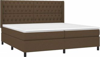 vidaXL Vidaxl - Cama Box Spring Con Colch&oacute;n Tela Marr&oacute;n Oscuro 200x200 Cm