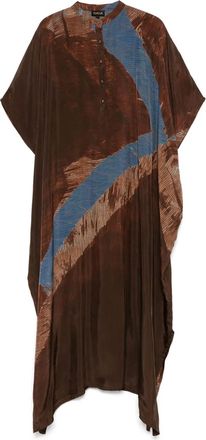 Yavi Abito midi a fantasia astratta - Marrone