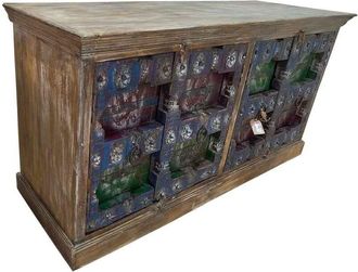 Wanderlust Deco Aparador De Madera Artesanal Marr&oacute;n 216x52x93h