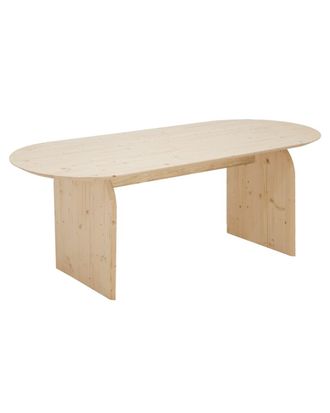 Deco Wood Mesa de comedor ovalada de madera maciza en tono natural 160x75,2cm
