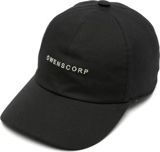 Rick Owens Accessoires, Heren, Zwart, S, Katoen, Geborduurde Baseballpet