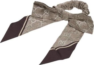 Gucci Pre-owned GG Logo Silk Scrunchie - Dames - Vintage Accessoires - Beige - ONE Size - Vintage