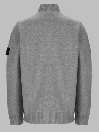 Stone Island Virgin Wool Blend Buttoned Sweater - Gray