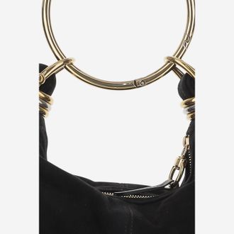 Chlo&eacute; Womens Mini Bracelet Hobo Leather Bag Black Goat Suede (capra Hircus) Shoulder