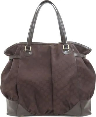 Gucci Dark Brown Nylon Tote Bag (Pre-Owned)