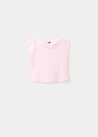 Mango Pink embroidered cotton top rosa pastello - Donna - XS - MANGO