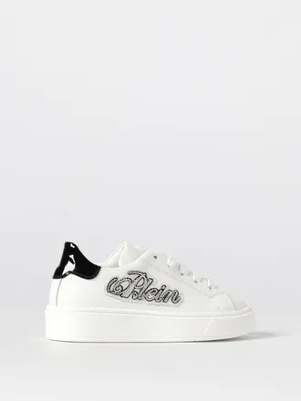Philipp Plein Leather Sneakers with Rhinestones