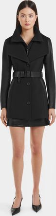 Rudsak Skylar Womens Wrap Coat with Leather Sleeves