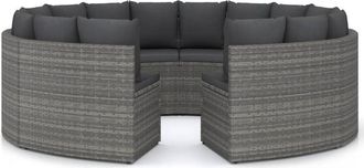 vidaXL 8 Pcs Set Sofas De Jard&iacute;n Con Cojines De Mimbre Gris