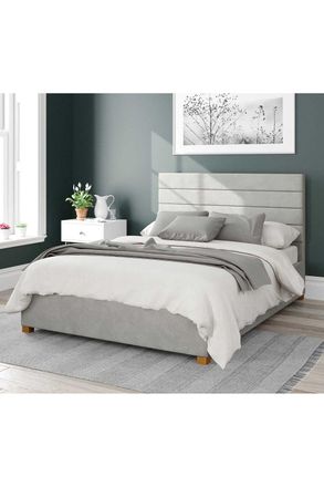 Aspire Home Accents Kelly Upholstered Ottoman Storage Bed, Plush Velvet Fabric in Light Grey | Size: King