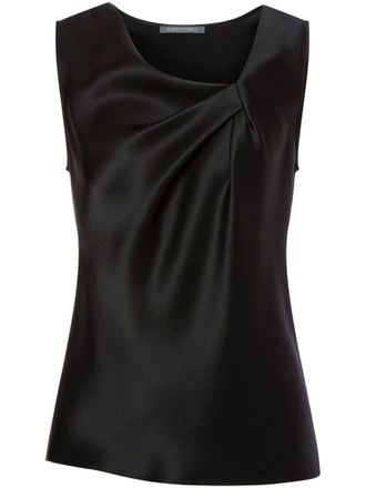 Alberta Ferretti sleeveless gathered satin blouse - Black