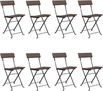 vidaXL Vidaxl - Folding Bistro Chairs 8 pcs Brown Poly Rattan and Steel