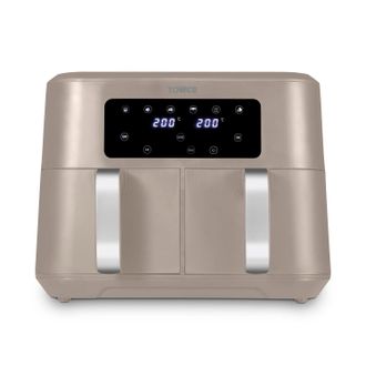 Tower T17137MSH Vortx Dual Basket Air Fryer with Two 4.25L Baskets 2400W Latte in Beige | Size: A