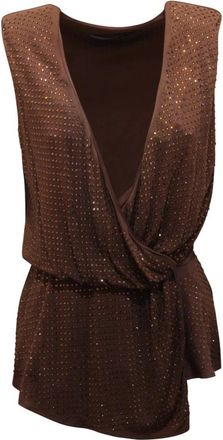 Emma & Gaia Canotta Wo Strass Top - Dames - Tops zonder mouwen - Bruin - XS - Tops