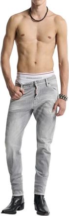 Dsquared2 Jeans, Heren, Grijs, L, Katoen, Slim Twist Jeans
