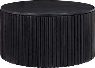 Beliani Beliani - Mesa De Centro Moderna Con Almacenaje Base Redonda De Madera De Mango Negra Kirkwood