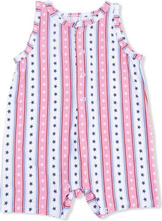 Angel Dear Stars & Stripes Cotton Sleeveless Romper in Red White Blue at Nordstrom, Size 12-18M