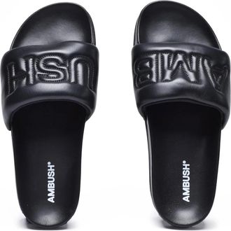 AMBUSH Black Leather Padded Slides