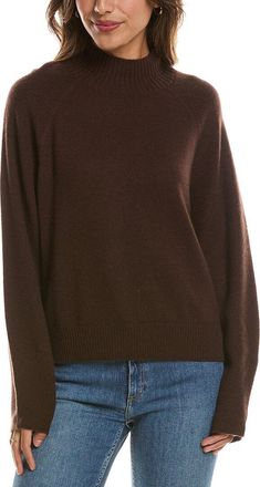 Fort&eacute; Cashmere Mix Stitch Raglan Mock Neck 100% Cashmere Sweater