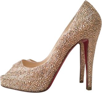 Christian Louboutin Crystal Embellished Lady Peep Pumps Size 39