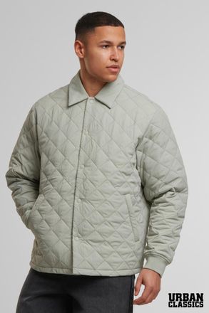 Urban Classics Mens Light Green Diamond Quilted Collared Lightweight Jacket - Size X-Large